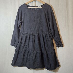 Beach Lunch Lounge Lidia Tiered Shirt Dress Black Long Sleeve Women's Size M